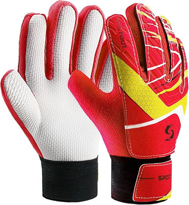 Sportout Guantes de portero junior, guantes de entrenamiento para niños y niñas, con doble protección de muñeca y material de látex antideslizante resistente al desgaste para proporcionar protección para prevenir lesiones